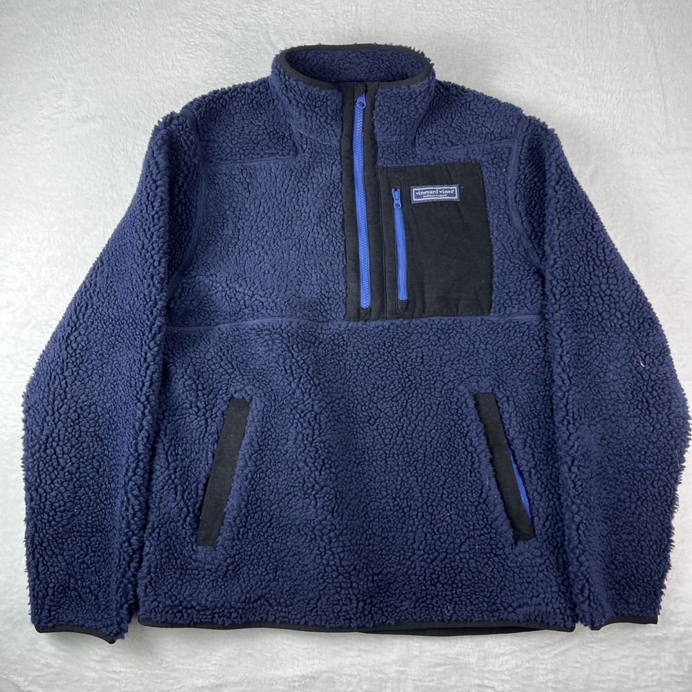 Vineyard Vines Supershep Sweatshirt Mens Small Navy Blue Fleece Quarter Zip